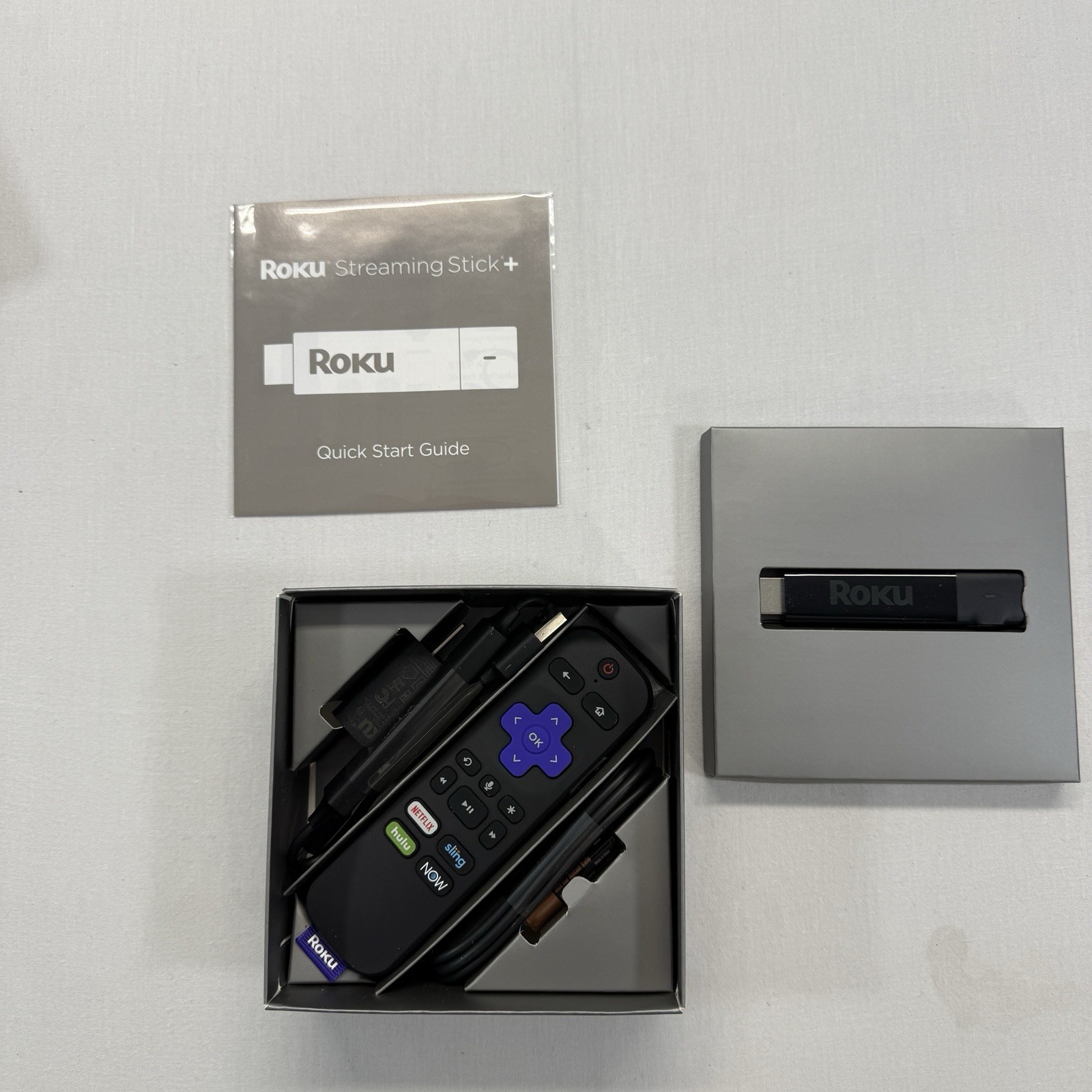 Roku Streaming Stick Plus 3810R 4K HDR Media Player Voice Remote Open Box