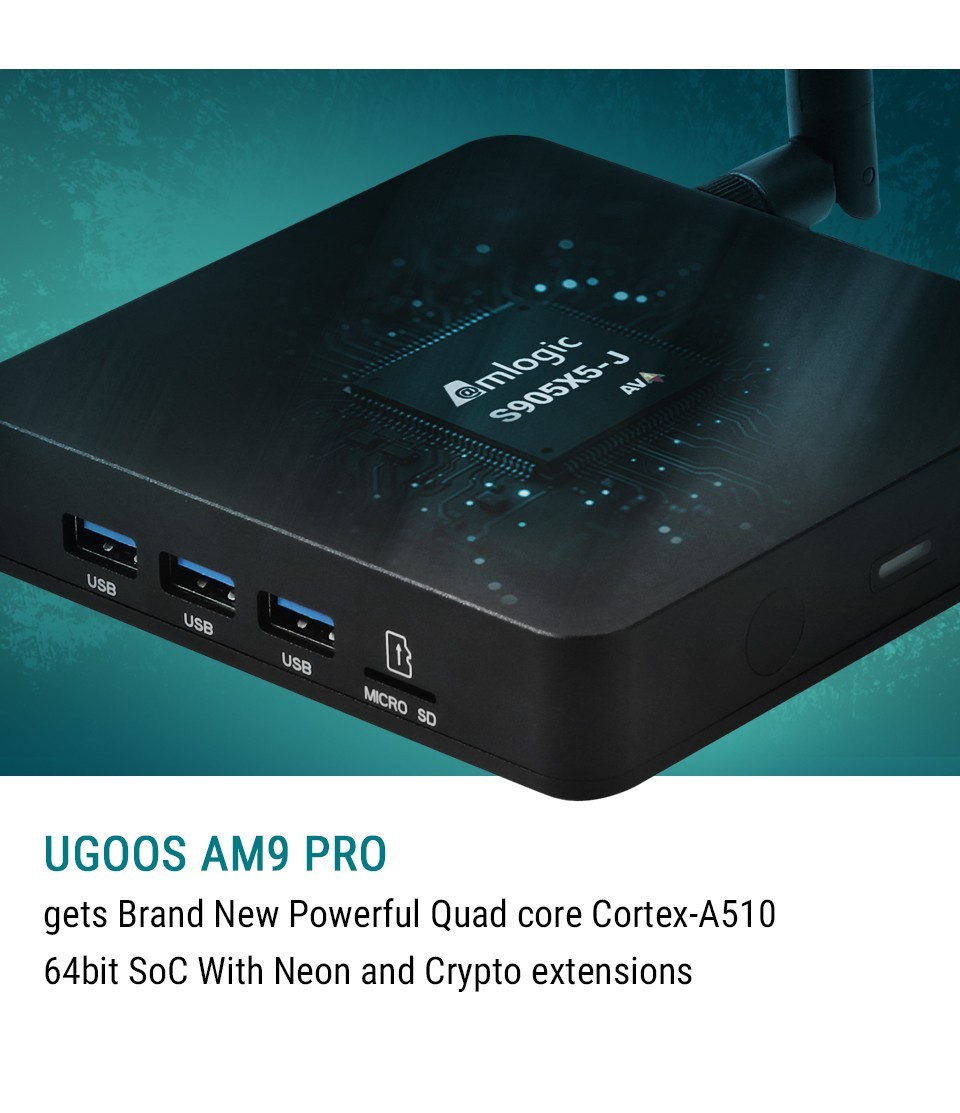 UGOOS AM9 PRO TV Box Android 14 S905X5-J 4G 64G WiFi 1000M AV1 H.265 4K HDR Box