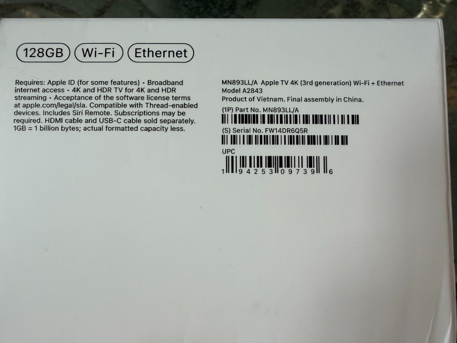 NIB Apple TV 4K 3rd Gen 64GB Wi‑Fi 4K HDR Dolby Vision Media Streamer MN873LL/A
