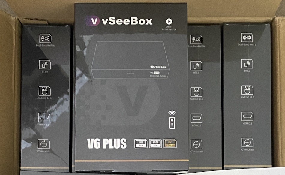 New 2026 VSeeBox V6 PLUS Android Tv Box. Backlit Remote Split Screen Option