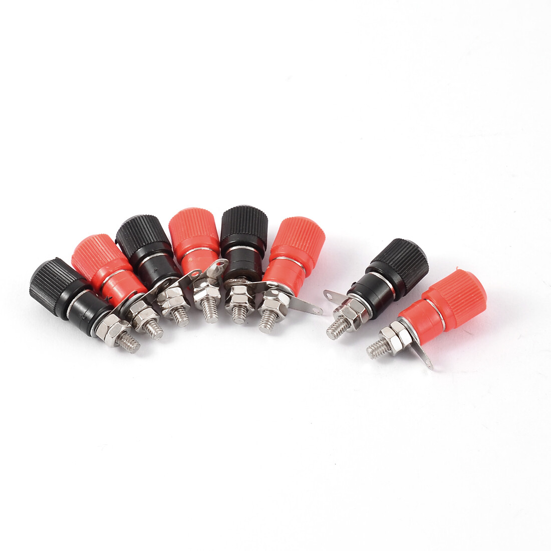 8pcs Black Red Metal Body Audio Speaker 4mm Banana Binding Post Connector