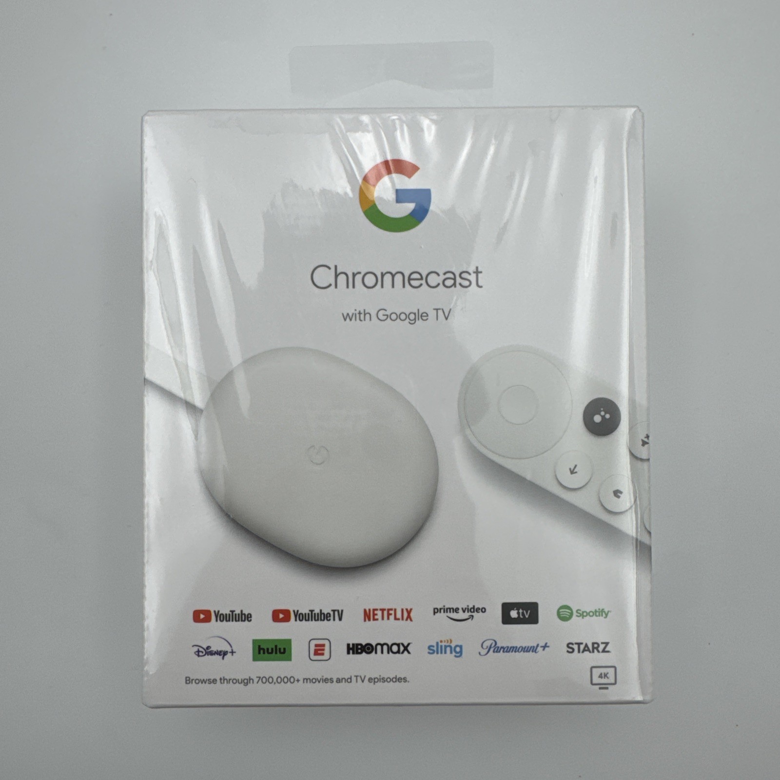 New-Google-Chromecast-Snow-4K-Google TV & Voice Remote-GA01919-US-Free Shipping!