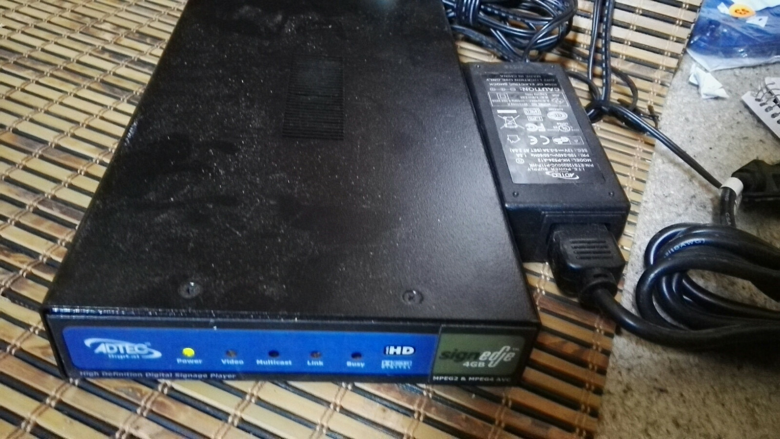 Adtec Signedje 4 GB w/ Power Supply! Digital HD Signage Player MPEG2 & MPEG4 AVC