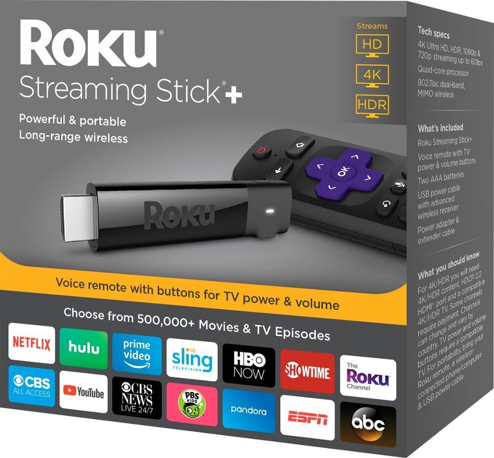 Roku 4K Ultra HD HDR Media Streaming Stick+ with Voice Remote | 3810R | USED
