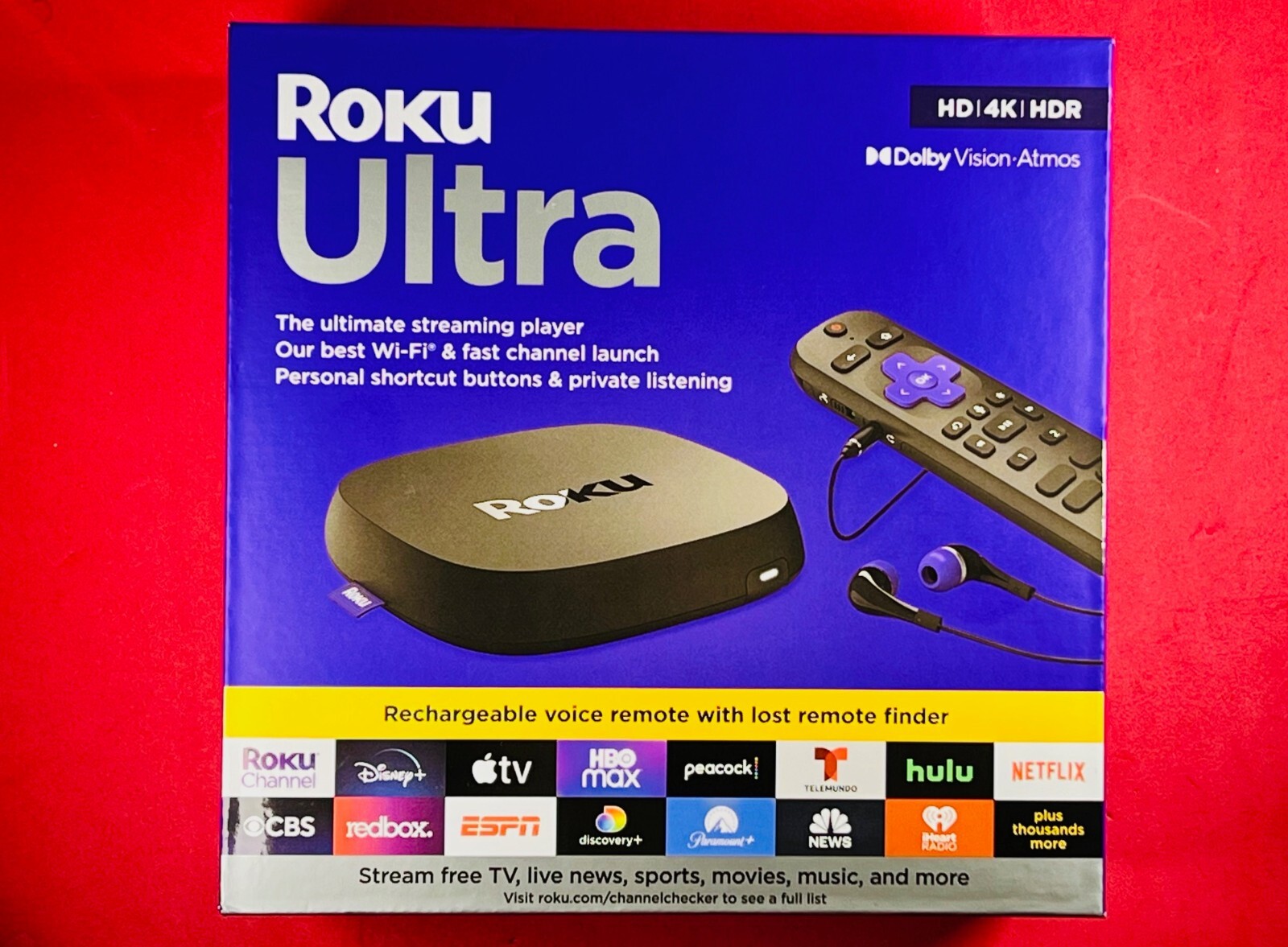 Roku Ultra 4K HDR Dolby Vision Streaming Device w/ Roku Voice Remote Pro (4802R)