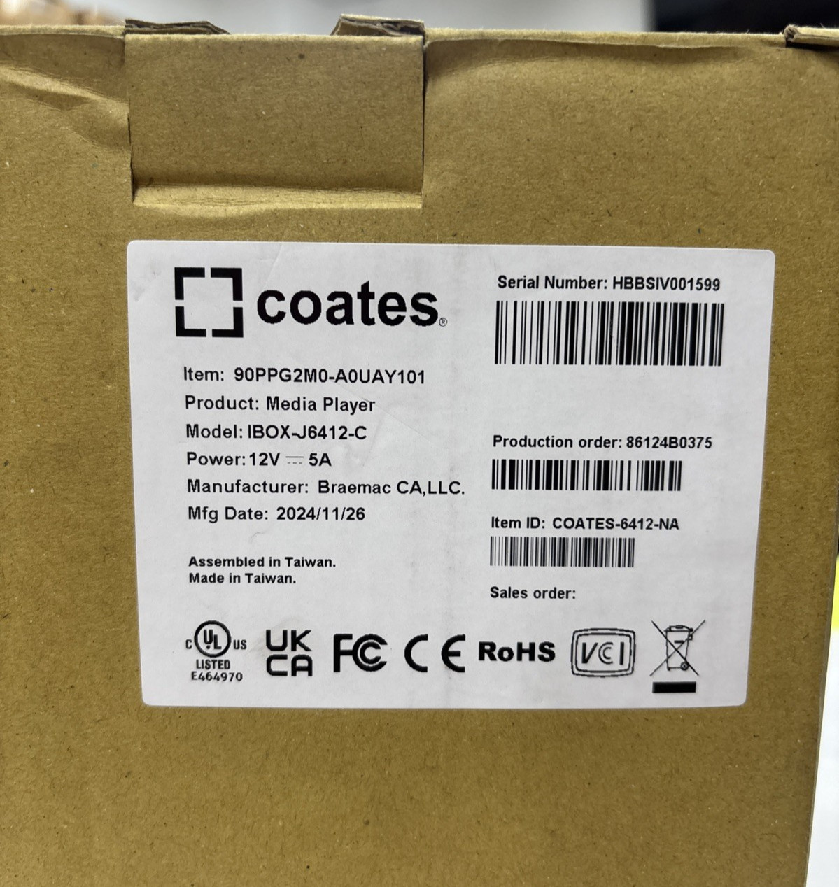 Coates Digital Signage HD Media Player J6412 Fanless PC COATES-6412-NA
