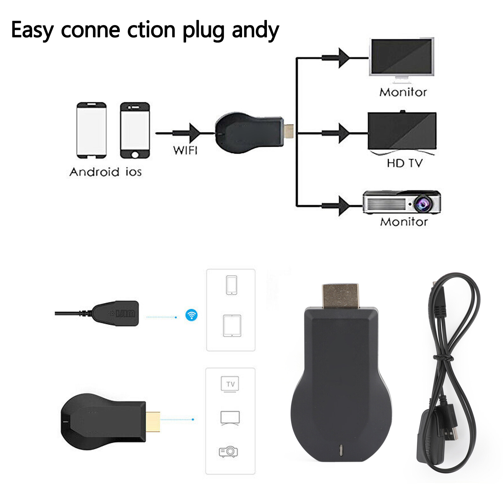 M9+ Air Play HD TV Stick WIFI Display Receiver Dongle Streamer USA
