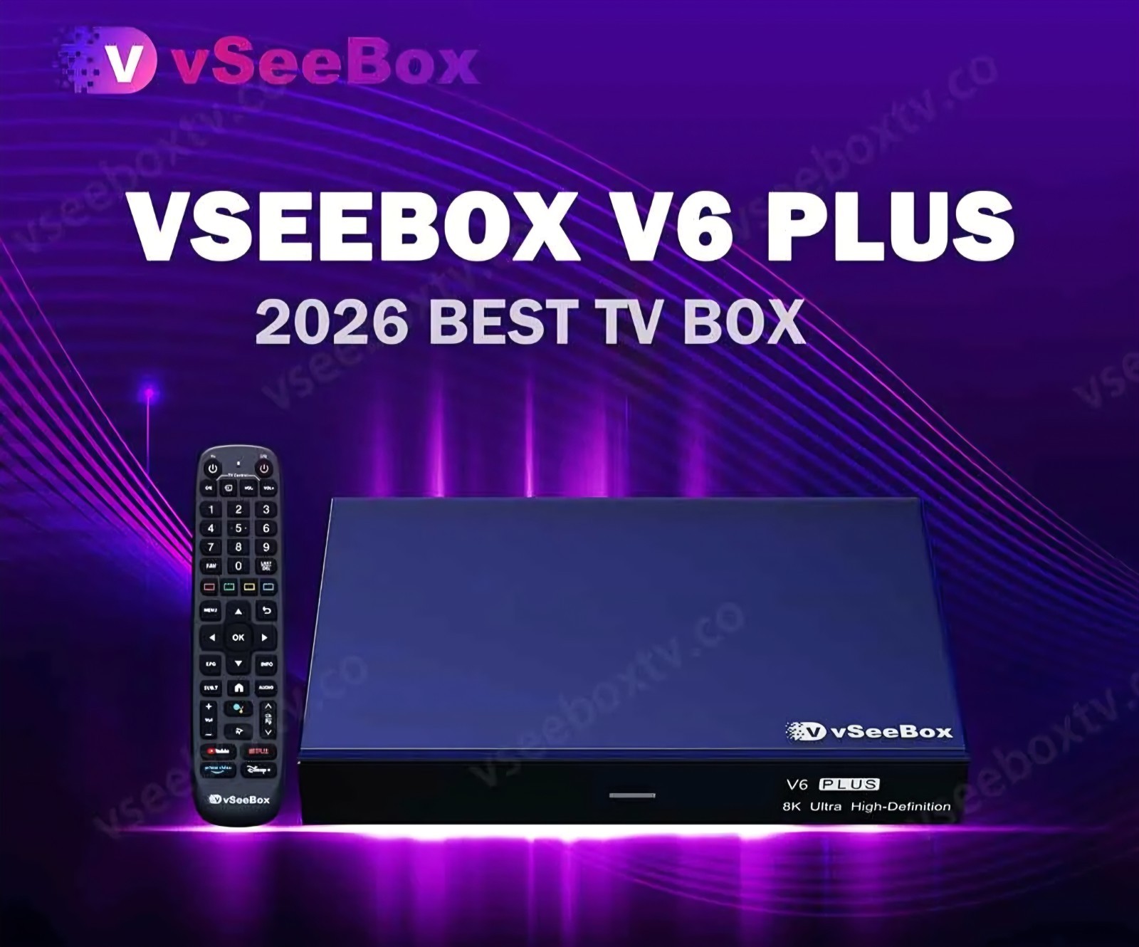 vSeeBox V6 Plus Smart TV Box —Newest Model , 4GB/64GB, Wi-Fi 6, 8K Ultra HD