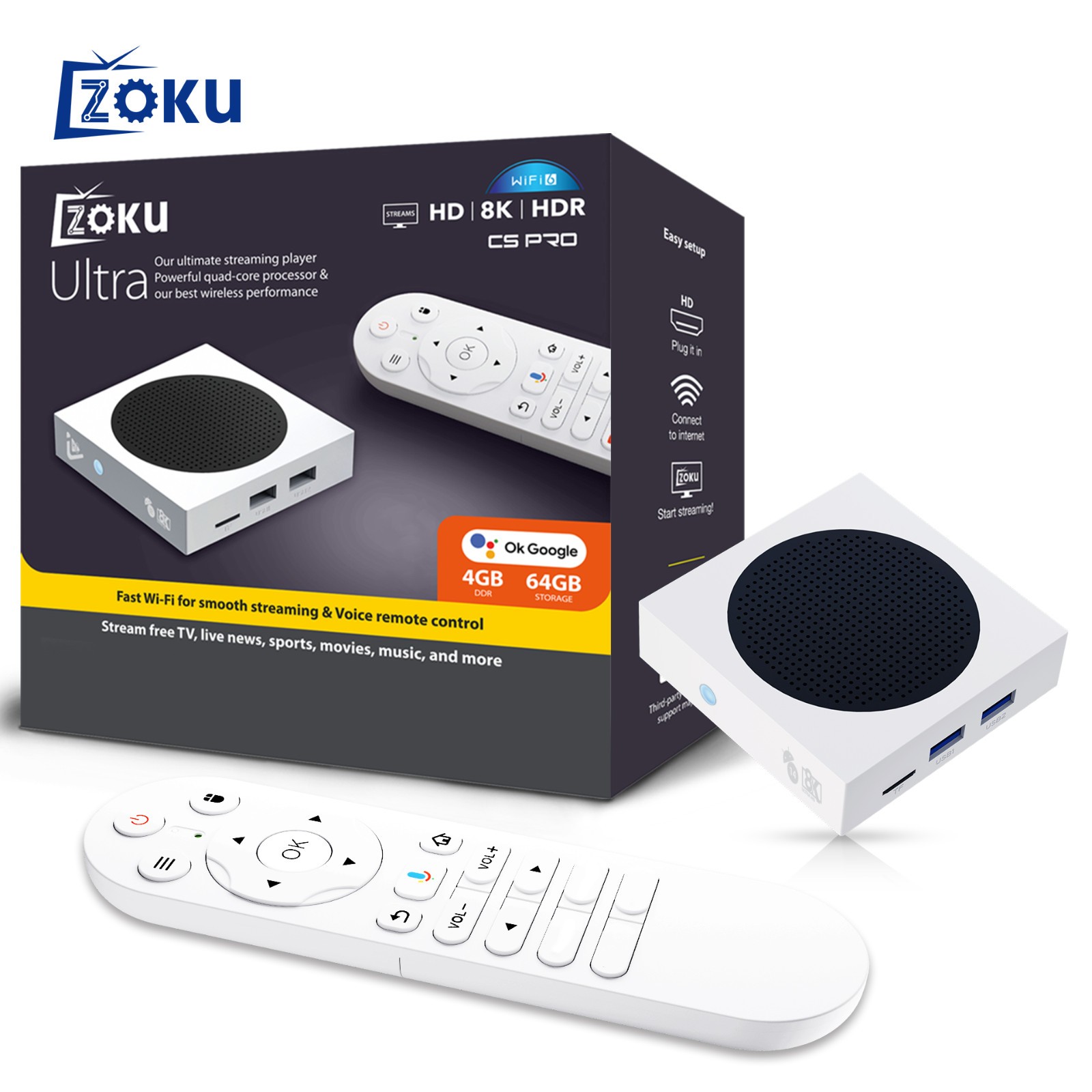 Zoku C5 Pro TV Box (4 GB RAM & 64 GB ROM) 4K 8K (Android 12)