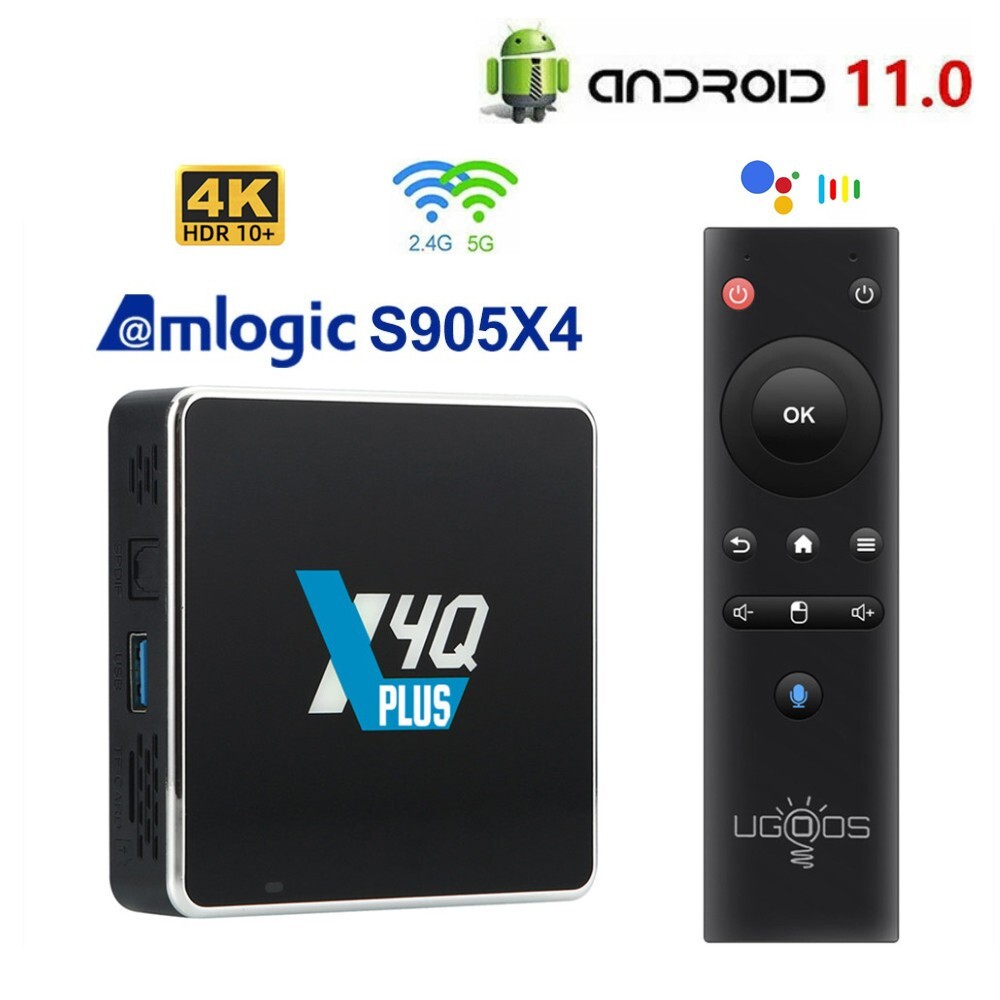 Ugoos X4Q Plus Smart TV Box Android 11 4GB 64GB Amlogic S905X4 2.4G 5G WiFi 1000