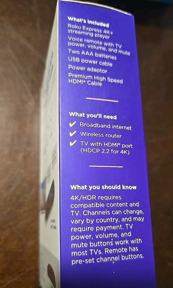 Express 4K+ Streaming Player HD/4K/HDR, Roku Voice with TV Controls (C015)