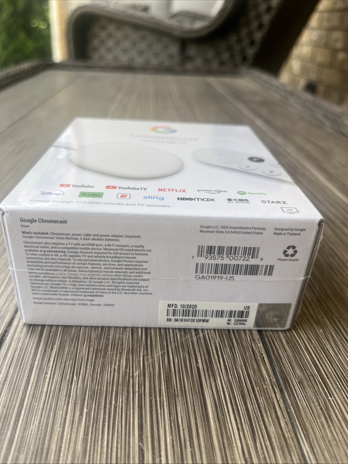 Google Chromecast with Google TV 4K Media Player GA01919-US Factory Sealed.