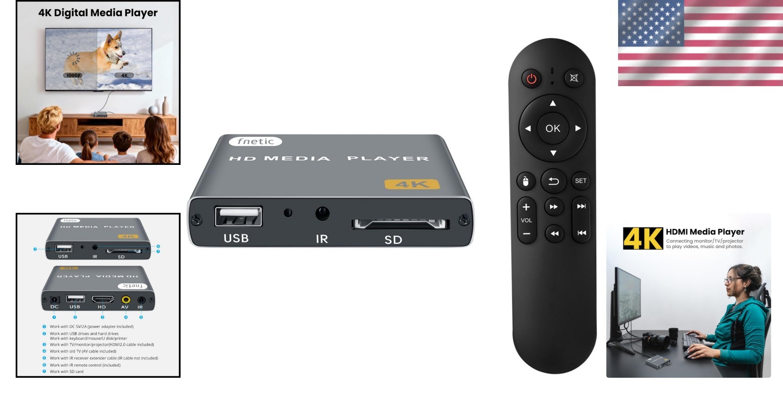 Portable 4K Digital Media Player with H.265 Decoding for Stunning Visuals