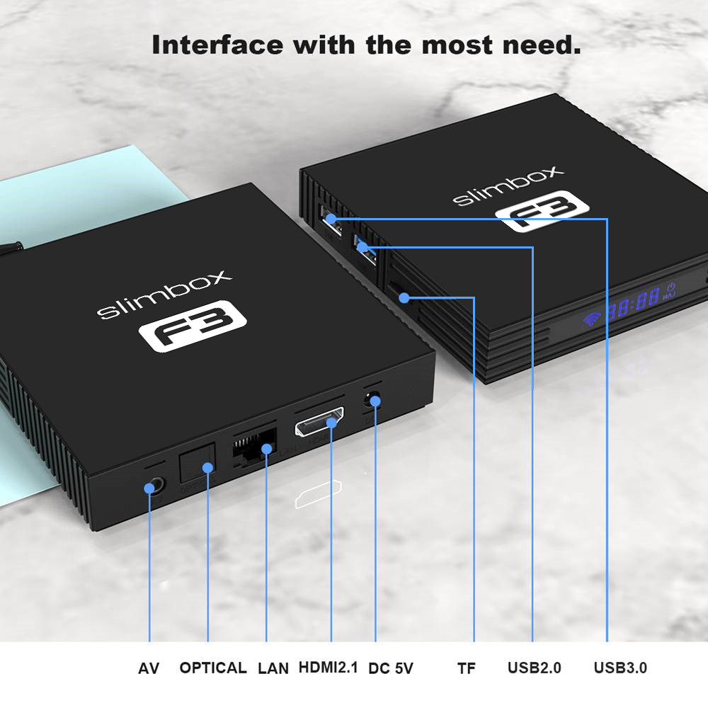 A95X F3 SLIM S905X3 4K HD Android 9 TV Box 2G+16G +Optional SlimBOX Firmware