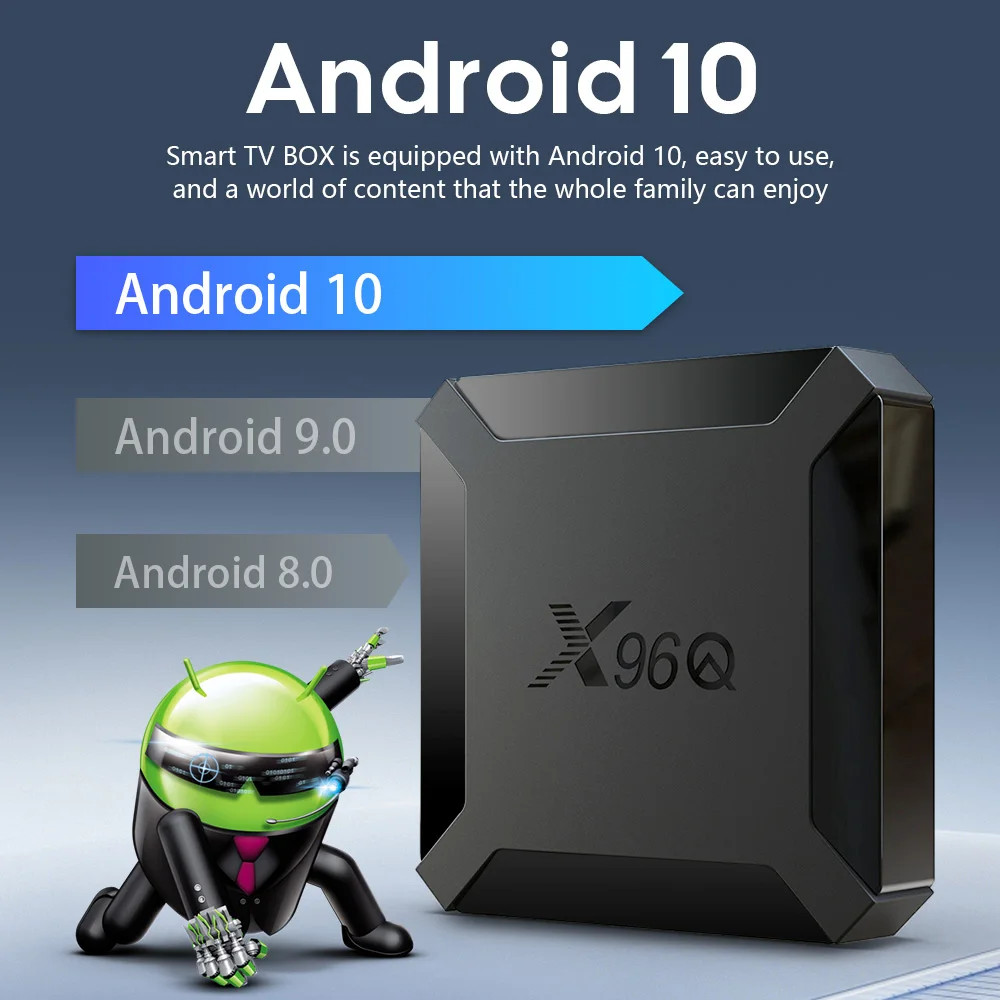 Hot X96Q Android 10.0 Fast Smart TV BOX 2GB 16GB Allwinner H313 Quad Core 4K 2.4