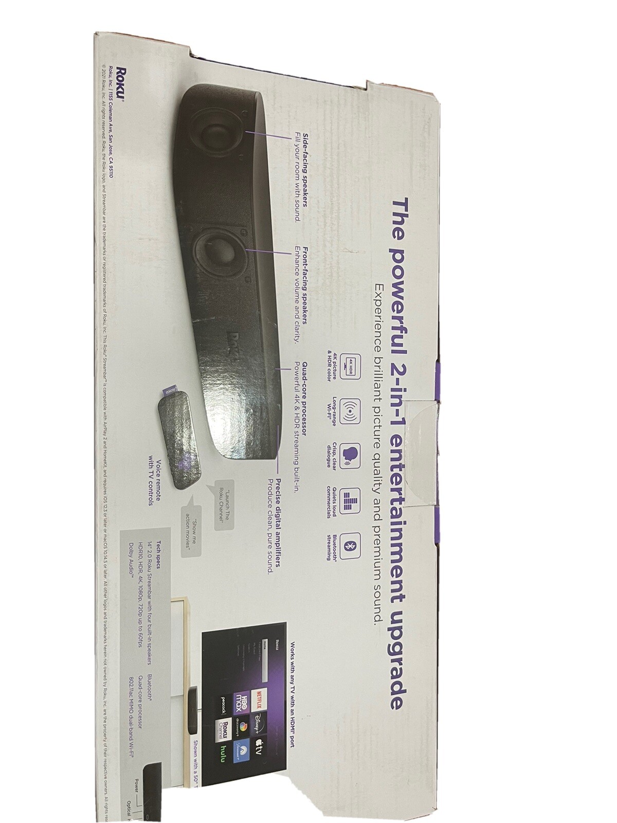 NEW Roku Streambar HD 4K HDR Streaming Media Player Soundbar with Remote 9102RW