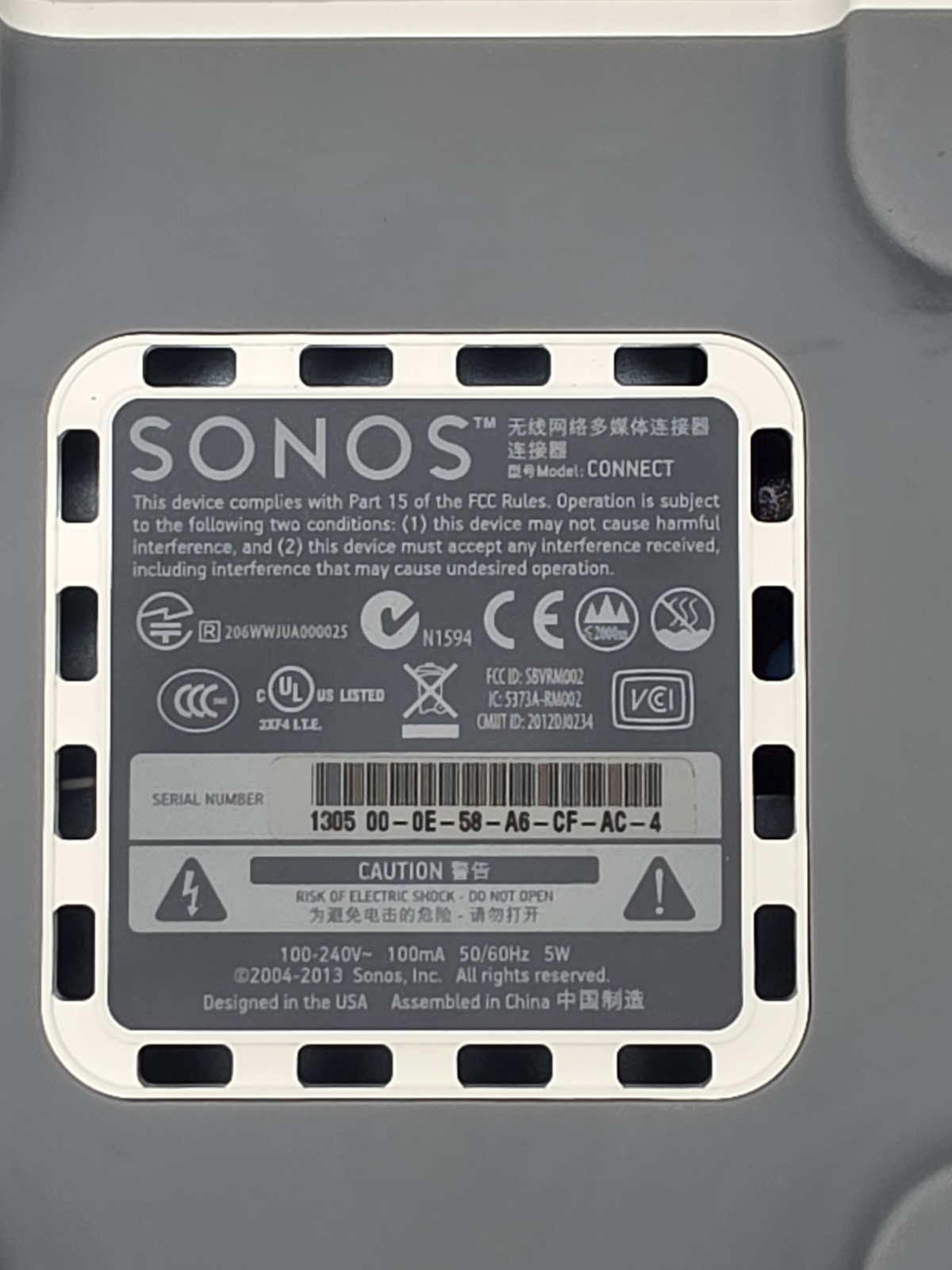 Sonos Connect:Amp Digital Music Streamer Gen 1 S1 App Only Working With Chords