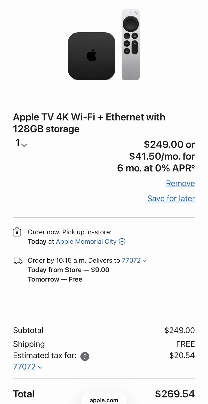Apple TV 4K 128GB Wi‑Fi + Ethernet HDR Dolby Vision w/ Siri Remote