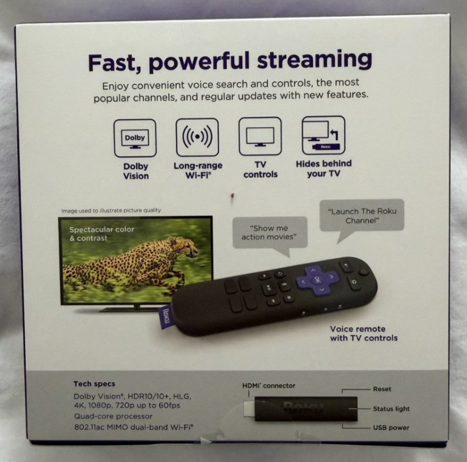 Roku Streaming Stick 4K HDR Dolby Vision Streaming Device 3820R2 NEW