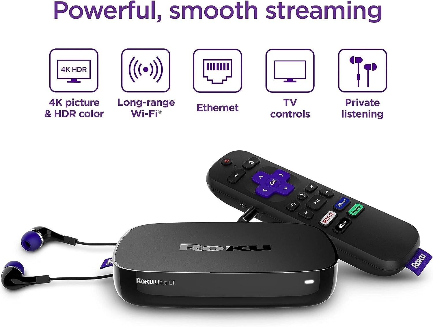 Roku Ultra LT HD/4K/HDR Dolby Vision Quad-Core Streaming Player with HDMI Cable
