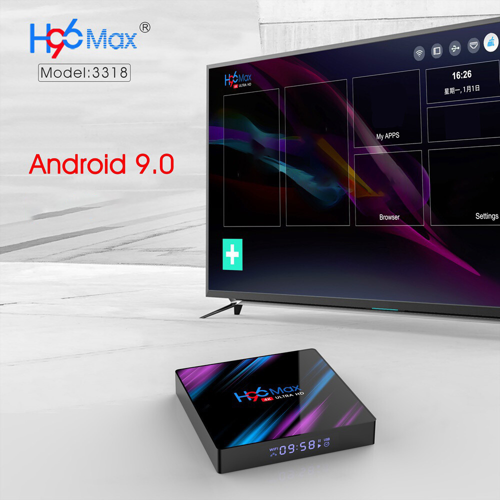 H96 Max Smart TV Box Android 9.0 Quad Core 64 Bit 4K HD 5.8GHz WiFi Media Player