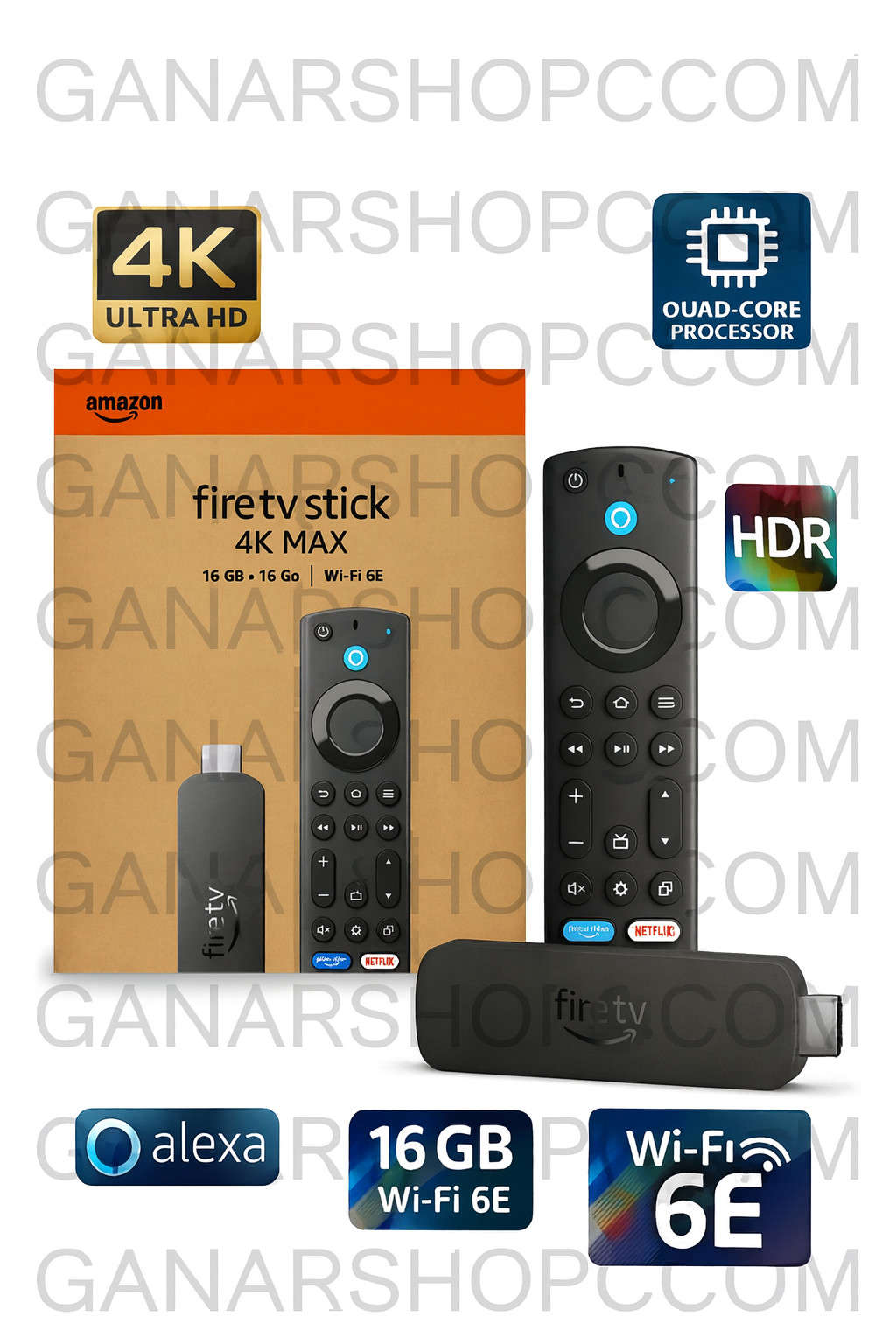 Amazon Fire TV Stick 4K Max Wi-Fi 6E, 16GB, Alexa Voice Remote, Quad-Core, New