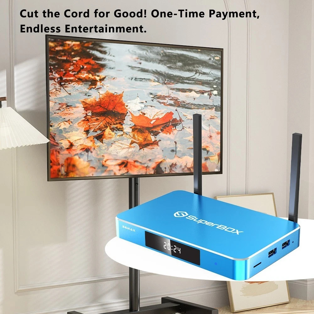 SuperBox S6 Max 6K Android TV Box Blue Dual Band WiFi 6 HDMI 64GB Dolby Digital
