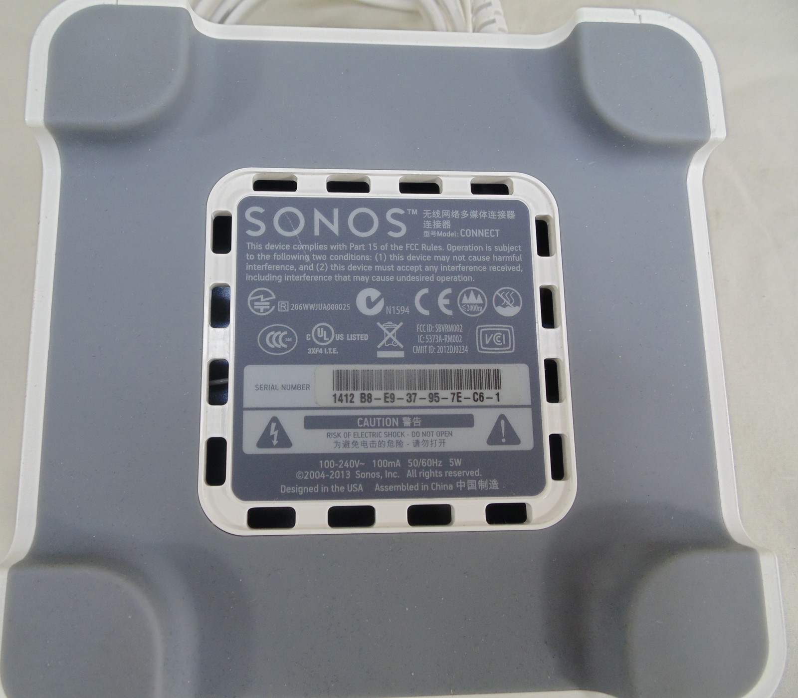 Sonos Connect 1st Generation White Wireless Home Audio Receiver w/Power Cord