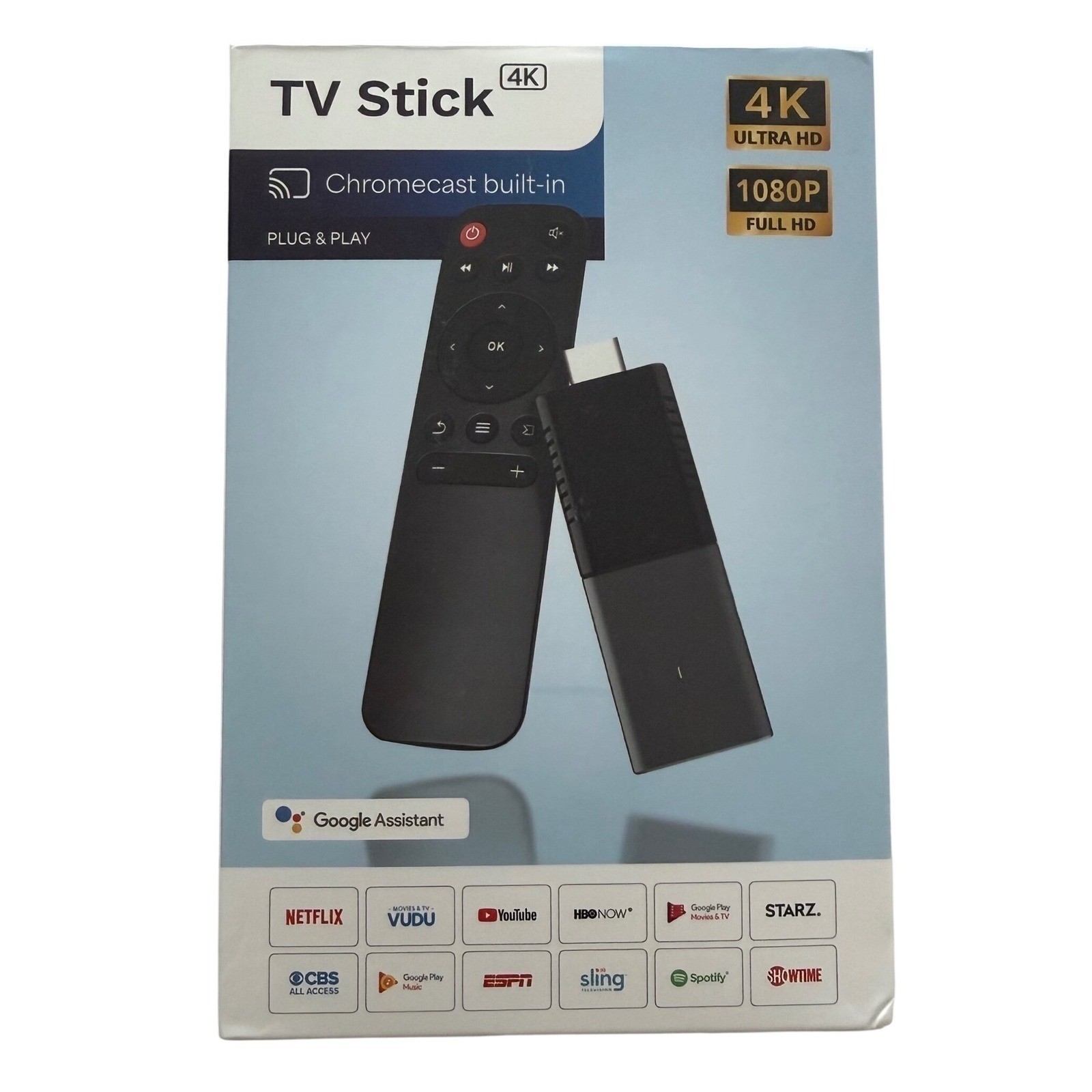 New In Box 4K Ultra HD TV Stick Android Stream 1000’s Of Channels Voice Remote