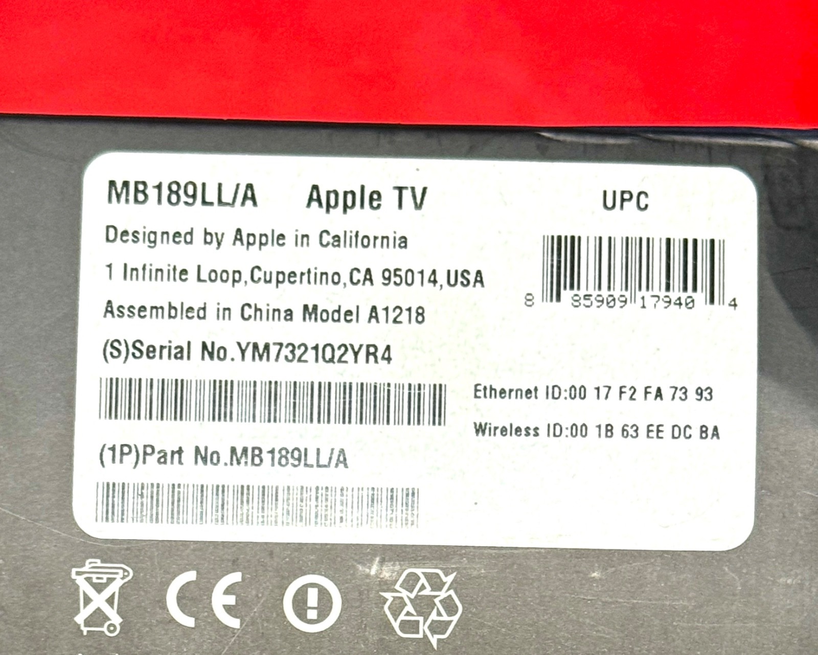 Brand New Open Box Apple TV A1218 1st Generation 160GB HD Streamer