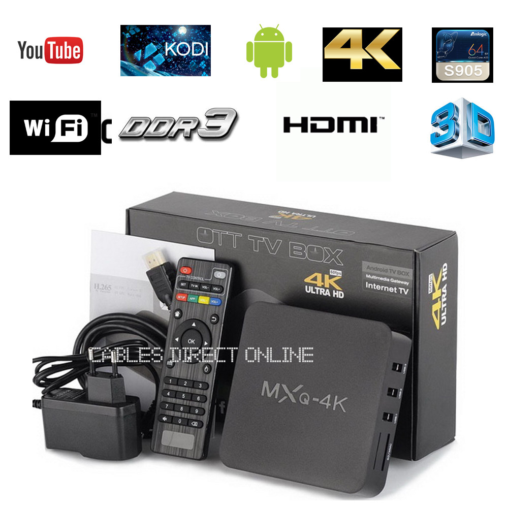 2023 MXQ Pro 4K Streamer UHD Wifi Android Quad Smart TV Box Media Player Lot 8GB