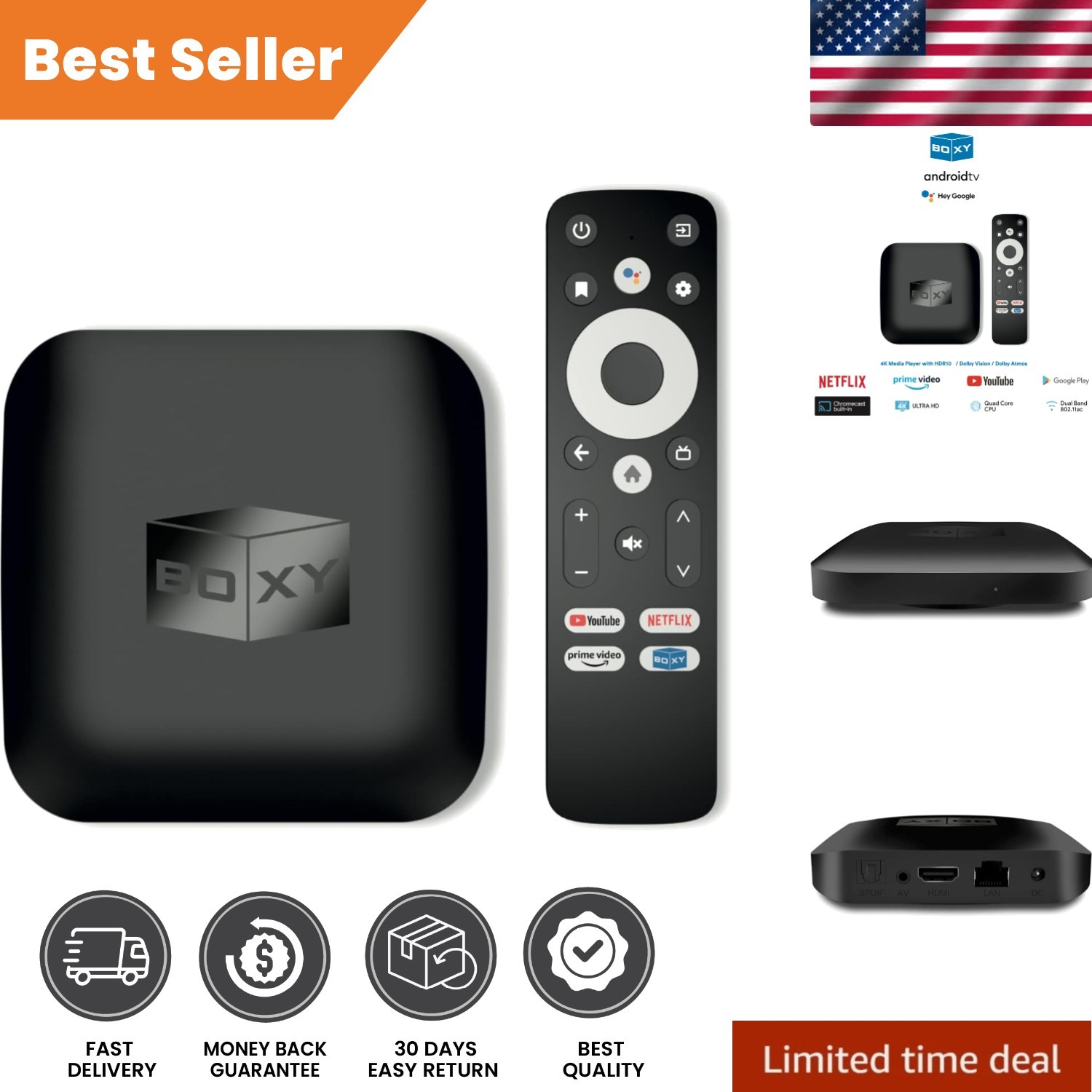 Compact Streaming Media Player with Dolby Vision & Atmos – Android TV 11 Support