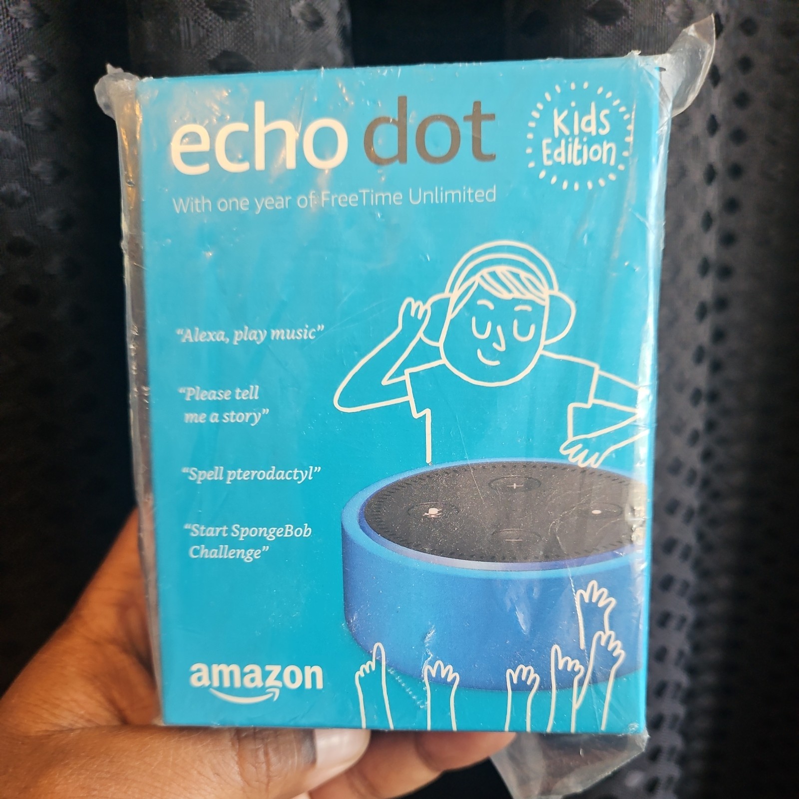 Amazon Echo Dot Kids Edition Smart Assistant, Black – Blue Case