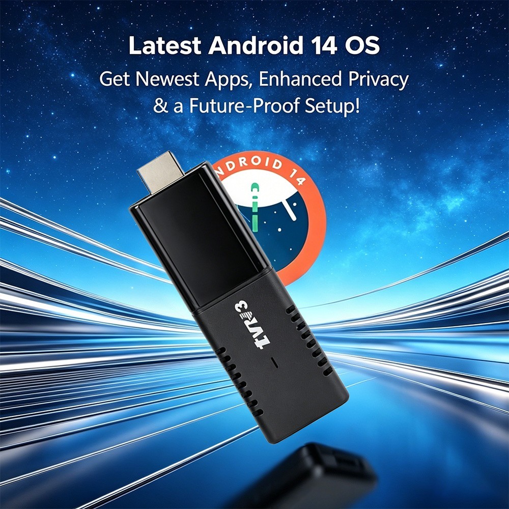 TVR3 Android 14 TV Stick 4GB 32GB 4K WiFi6 Bluetooth Streaming Player