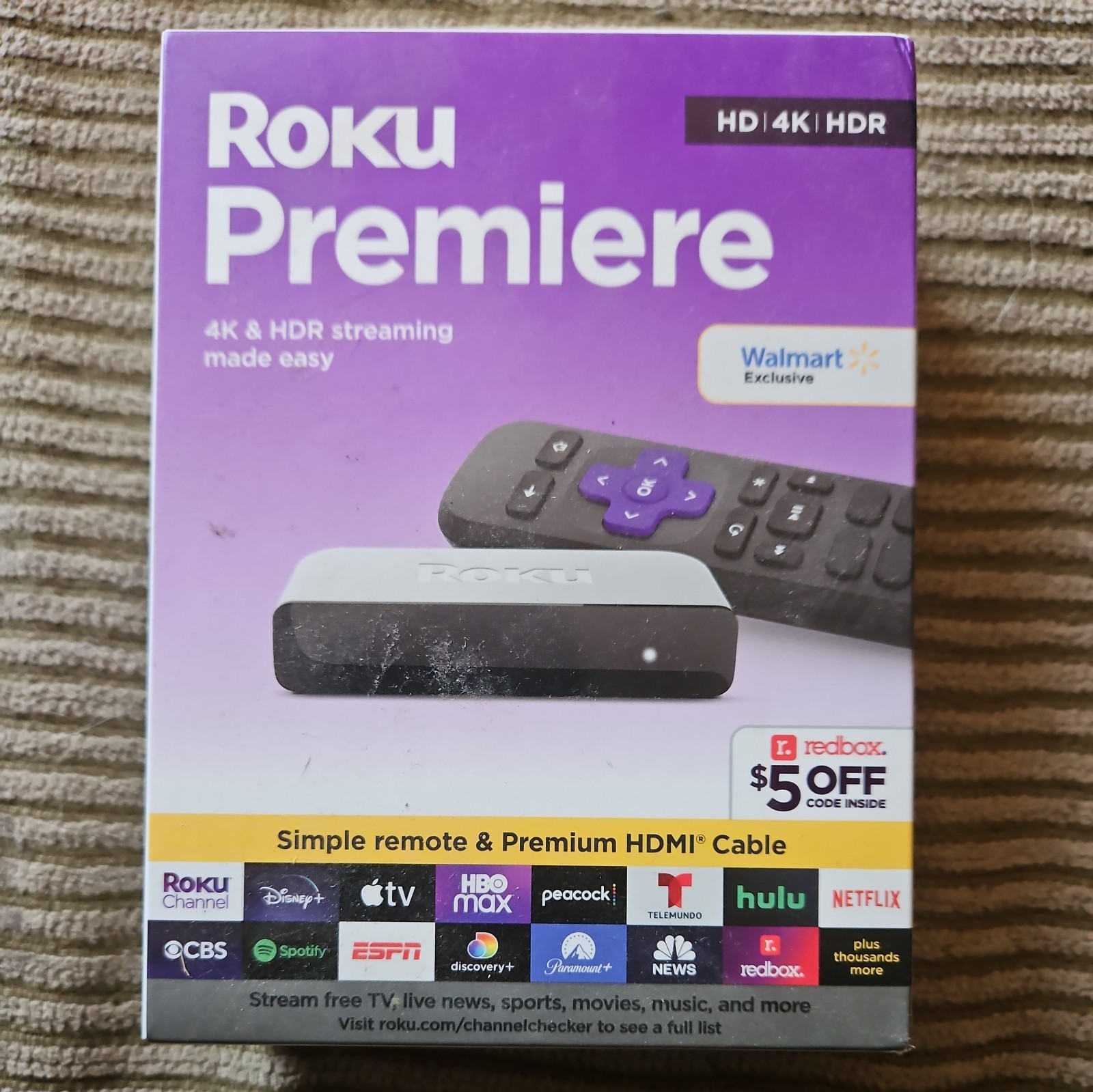 Roku Premiere 3920RW SW HD/4K/HDR Streaming Media Player