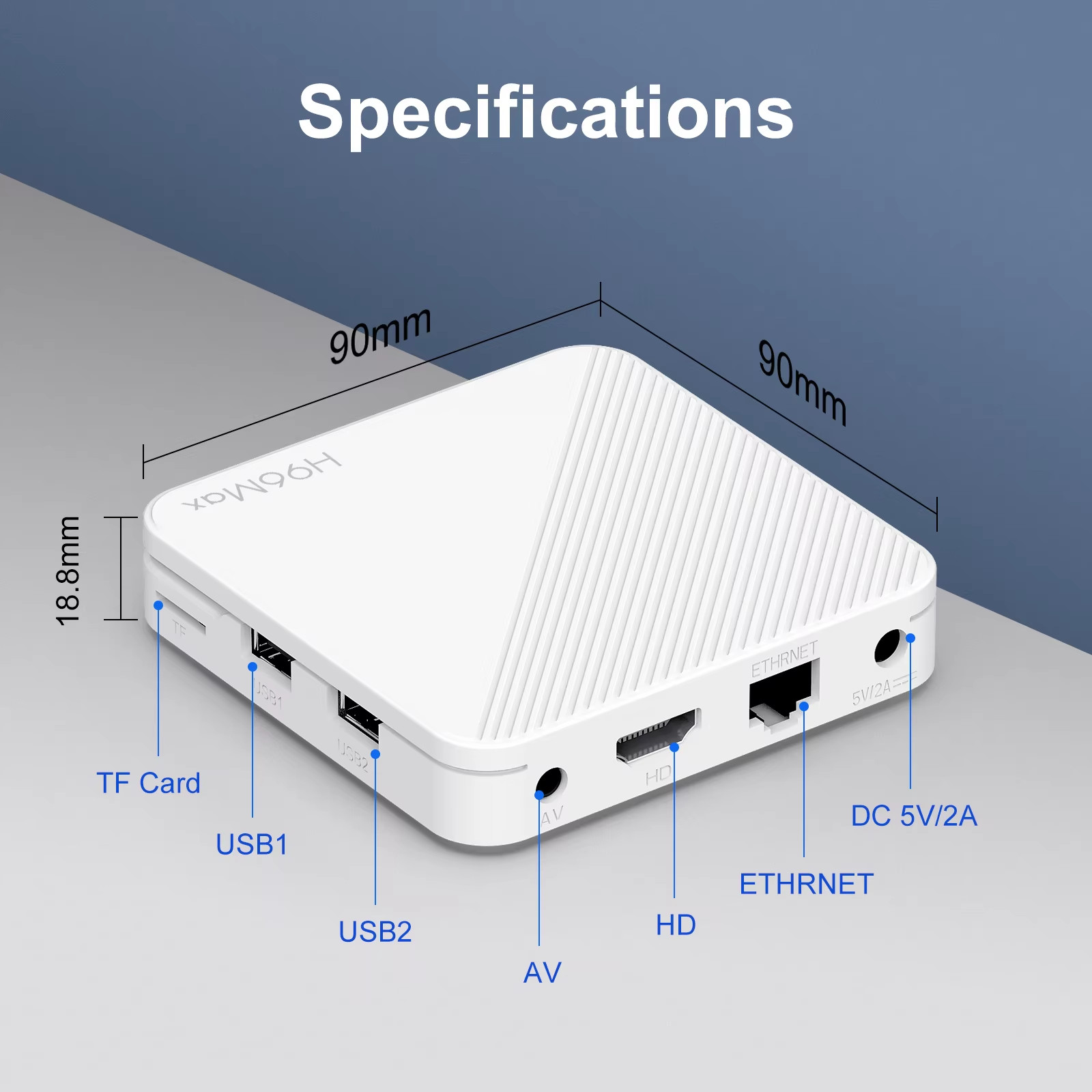 H96 MAX H313 Smart TV Box Android 14 Quad Core ARM Cortex A53 Wifi6 4K Google Vo