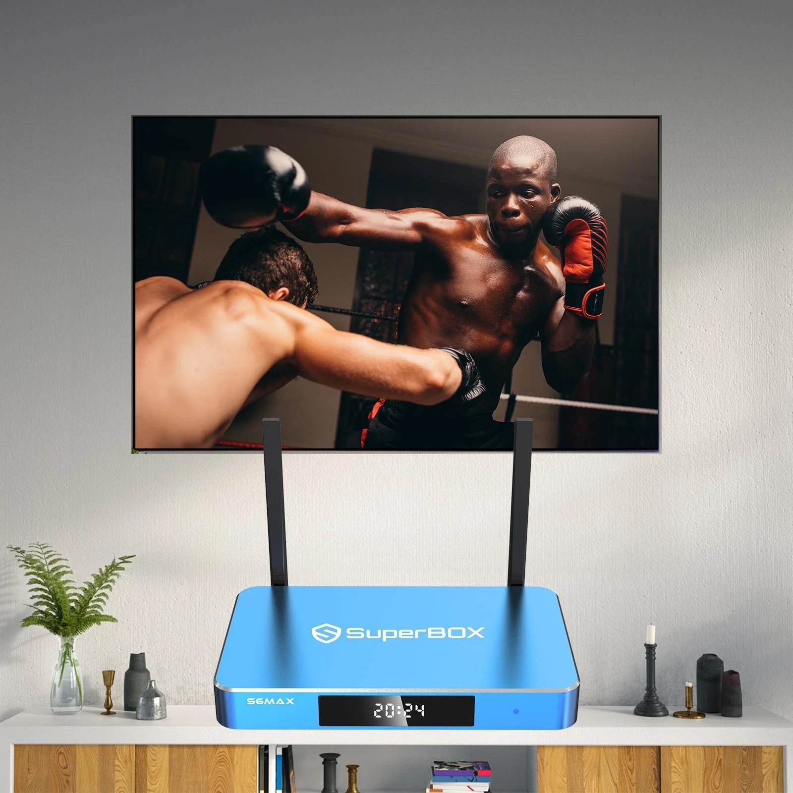 SuperBox S6 Max 6K Android TV Box Blue Dual Band WiFi 6 HDMI 64GB Dolby Digital