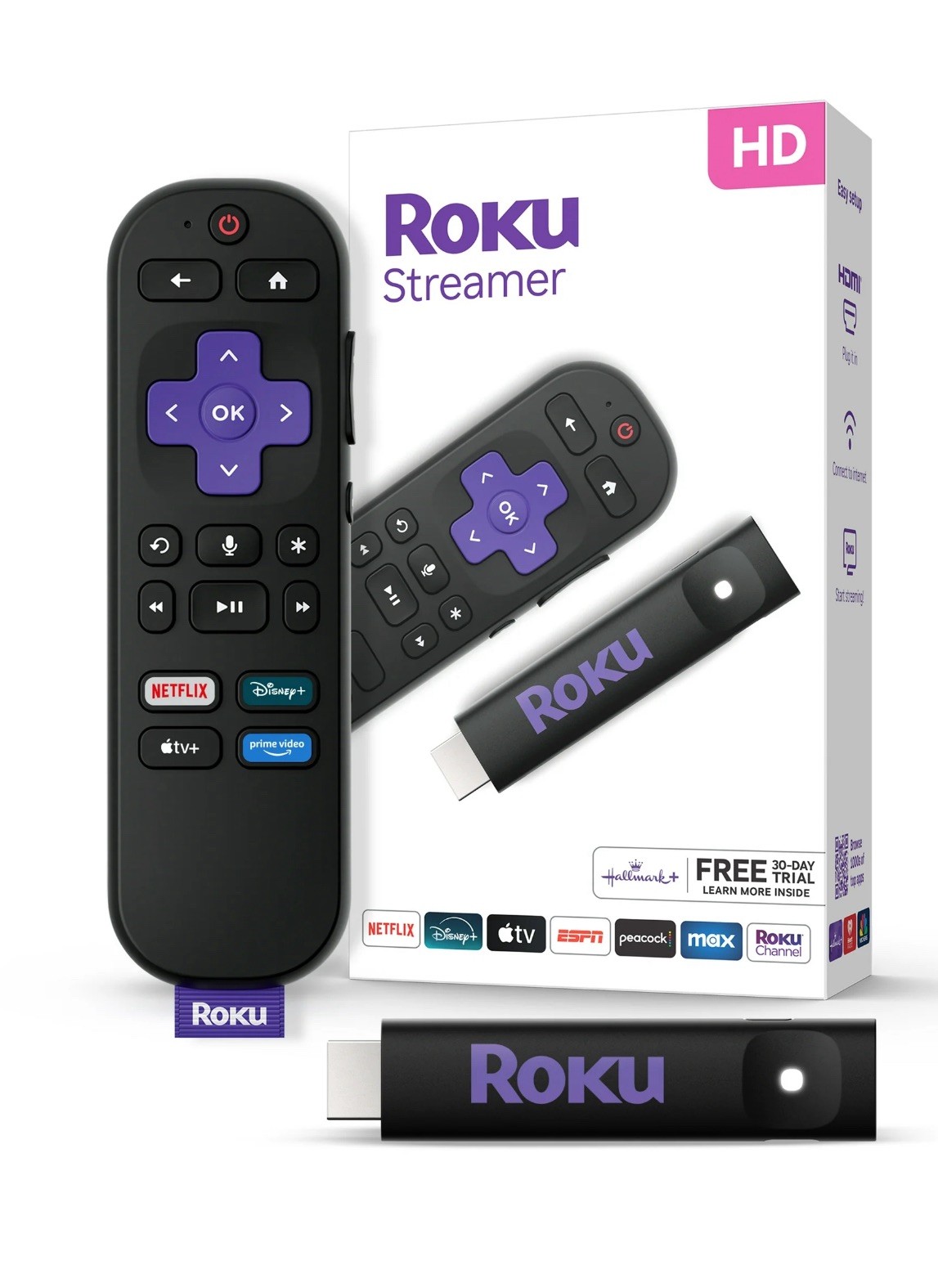 Roku 3840S2 Streamer HD Media Player w/ Voice Remote – 2025 Model