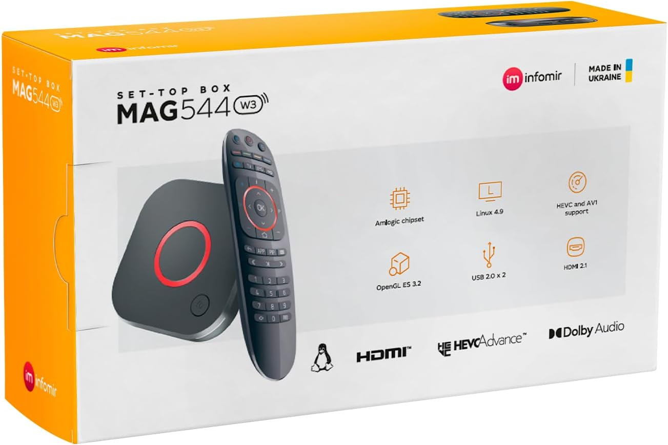 Mag544W3 4K Set Top Box | High-Performance Linux OS | 2160P @ 60 FPS, HDMI 2.1,