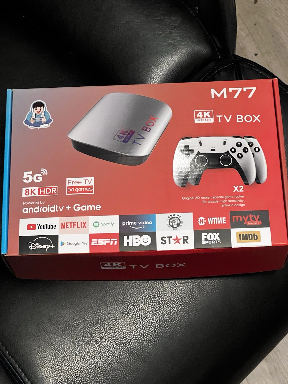 M77 8K HDR Android TV Box, 4K, Wi-Fi, HDMI, Game Support, Controller