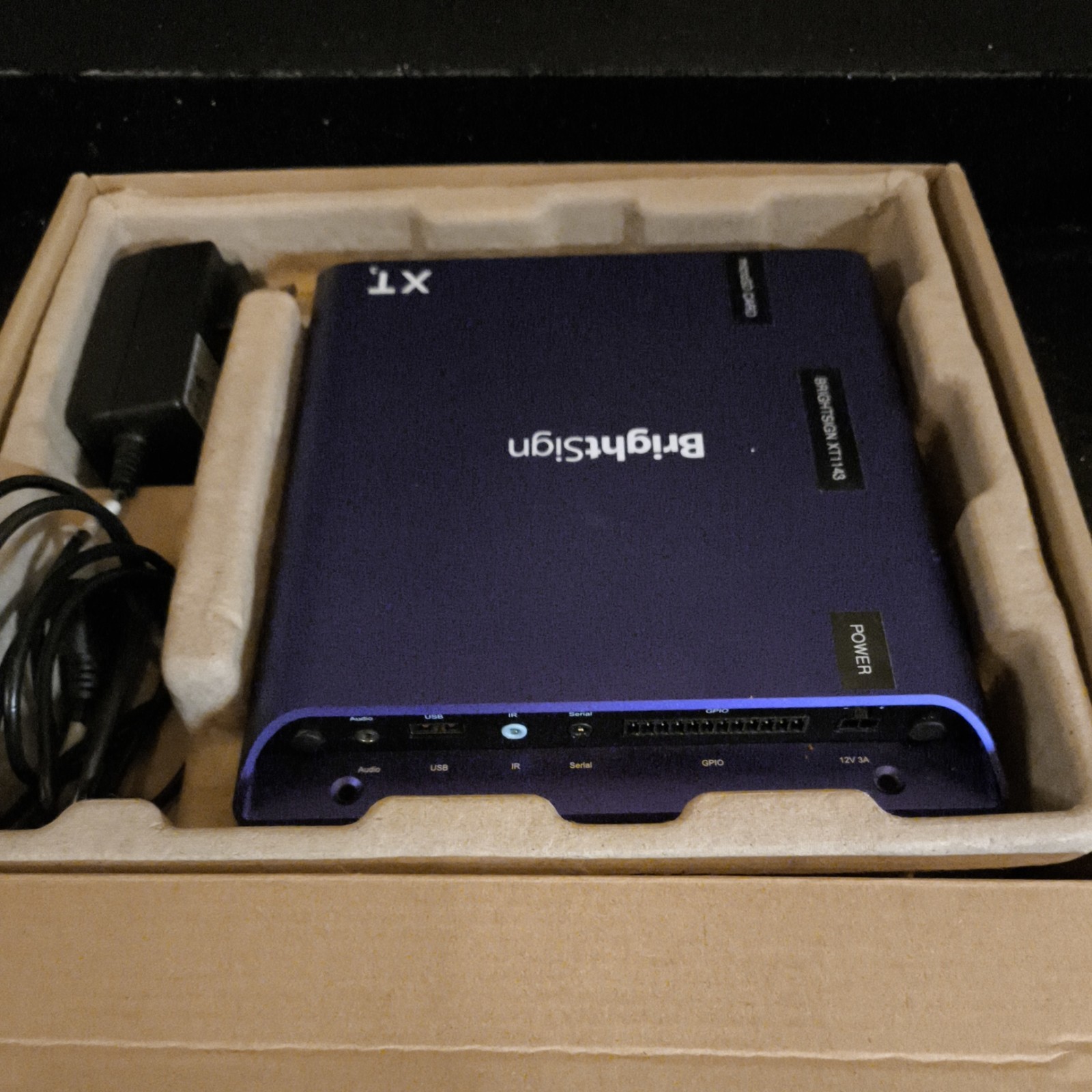Brightsign XT1143 Expanded I/O Player open box with power adapter
