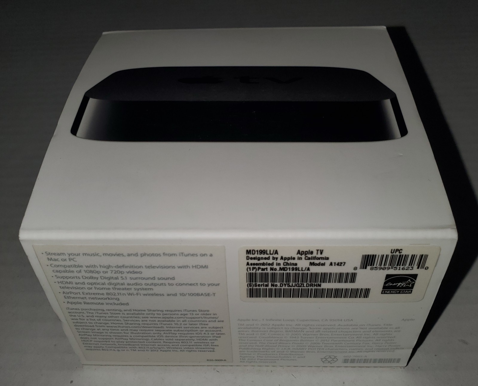 NEW Apple TV Media Streaming Device Model A1427 MD199LL/A 1080p HDMI