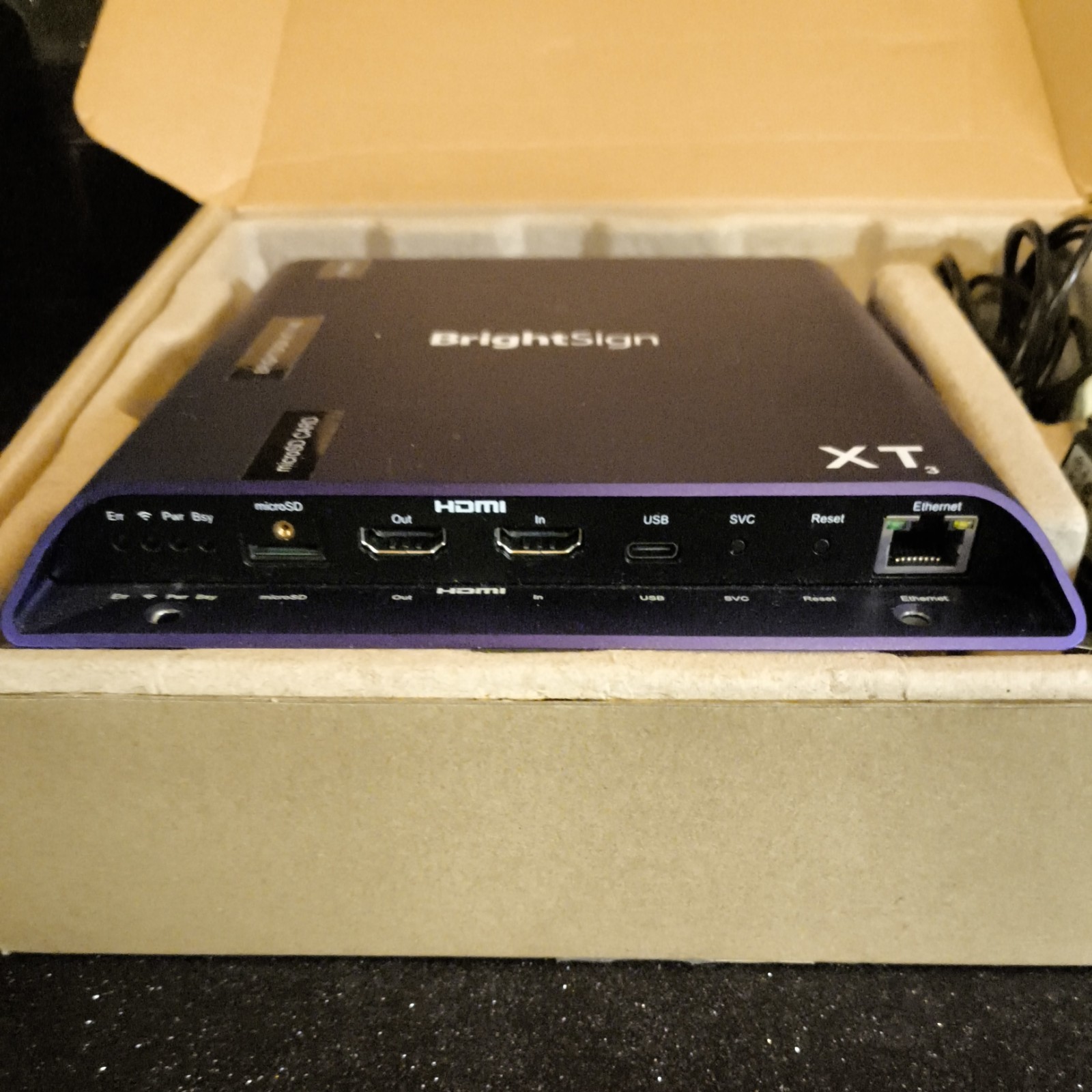 Brightsign XT1143 Expanded I/O Player open box with power adapter