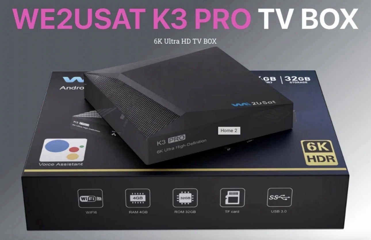 We2USat K3 PRO+ 6K HDR Android TV Box Remote Control 4GB RAM + 32GB Storage