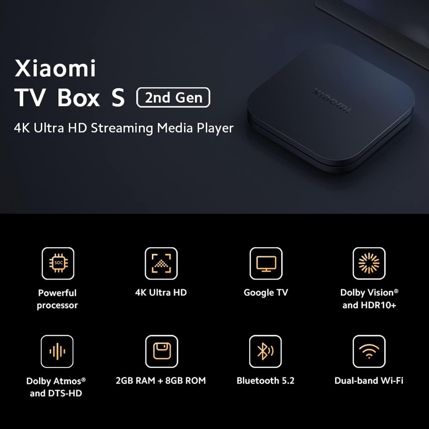 Xiaomi TV Box S 2nd Gen – 4K Ultra HD Streaming Media Player, Google TV Box with