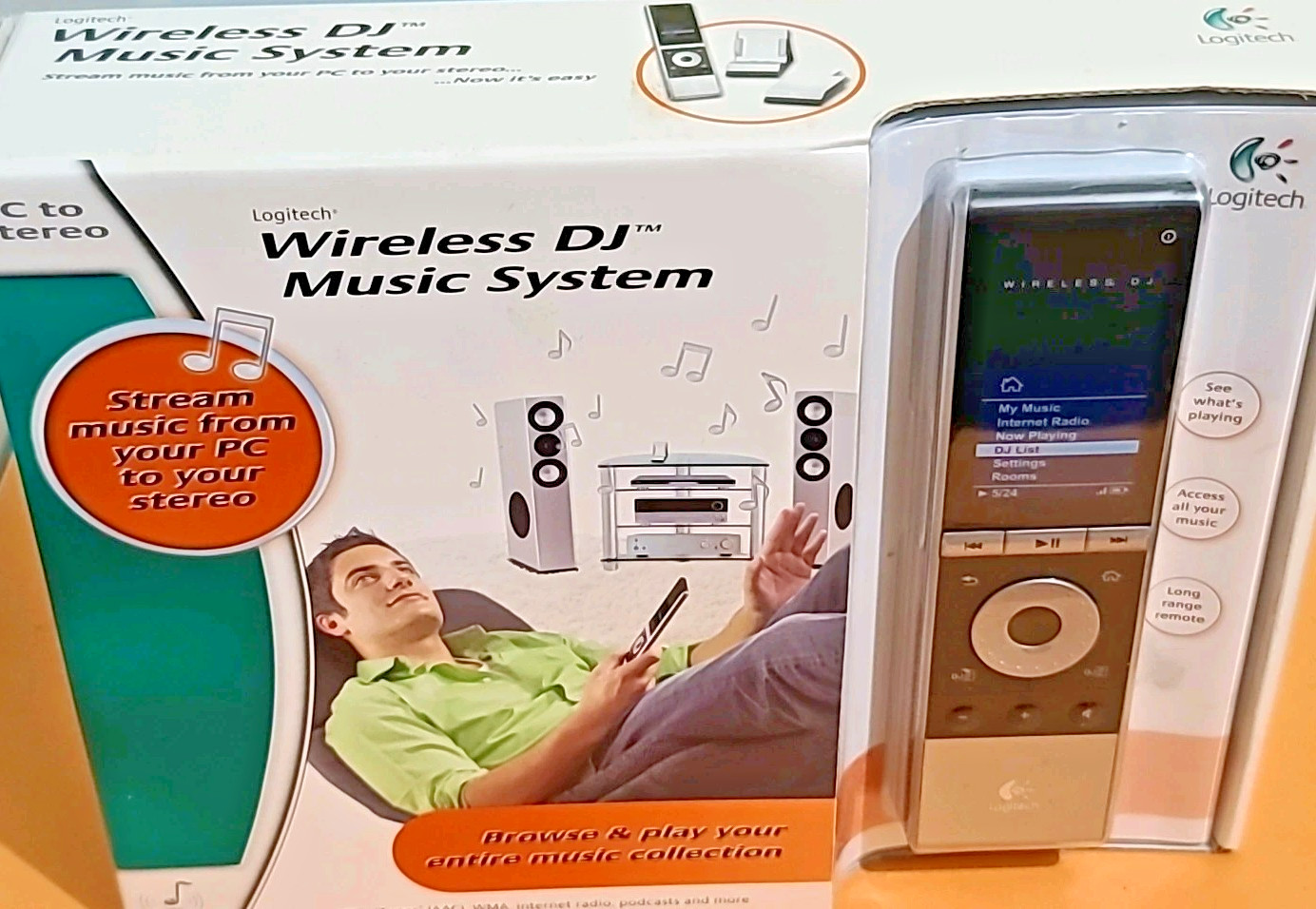 Logitech Wireless DJ Music System PC to Stereo 966194-0403 New In Box Old Stock.