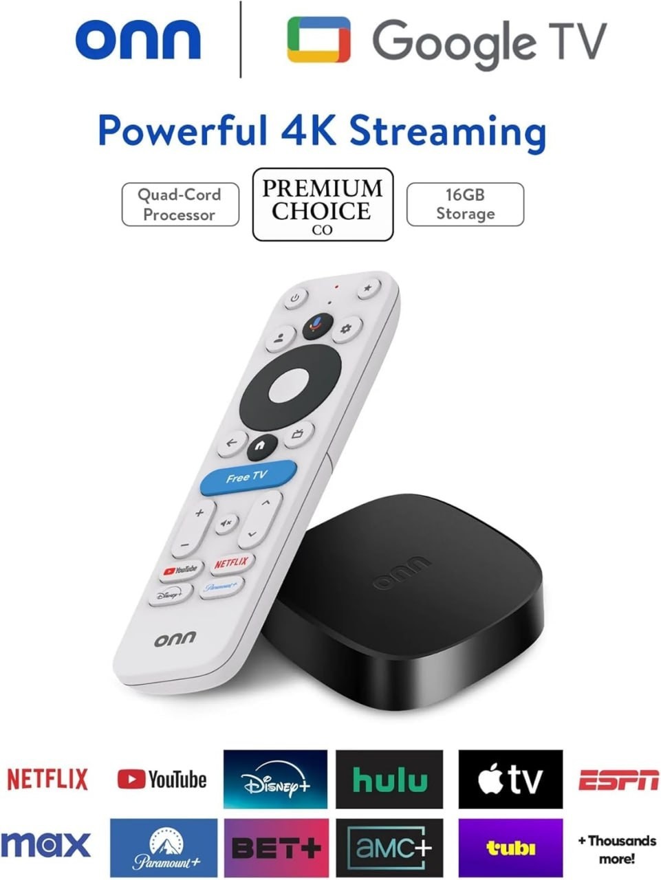 onn 4K Plus Google TV Streaming Device