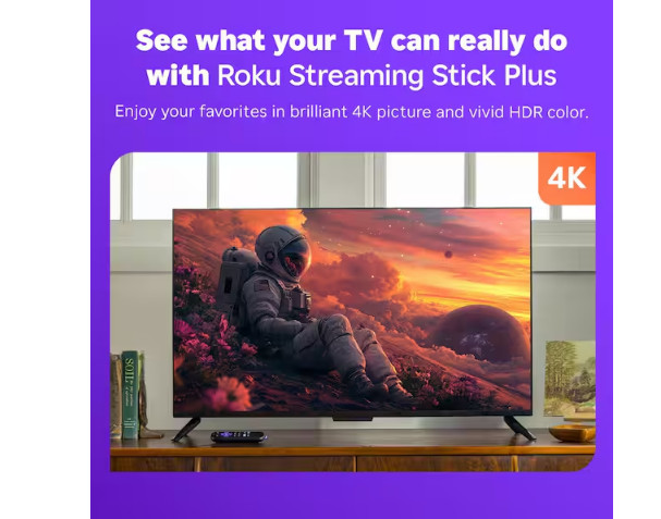 Roku Streaming Stick Plus 2025 4K & HDR Roku Streaming Device for TV with Voice