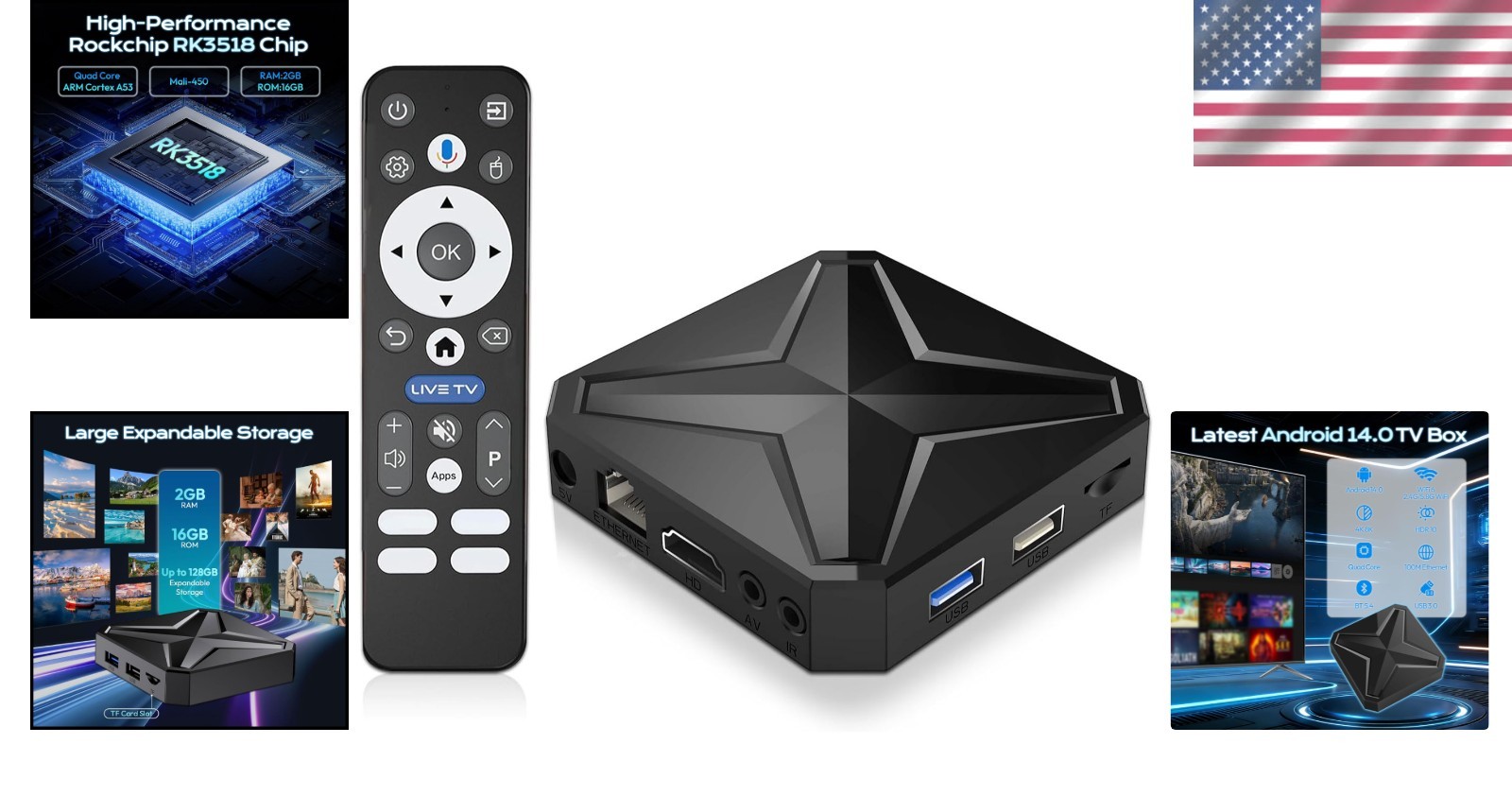 Android 2026 TV Box: RK3518 Quad-Core, 2GB RAM, 16GB Storage, Airscreen Feature