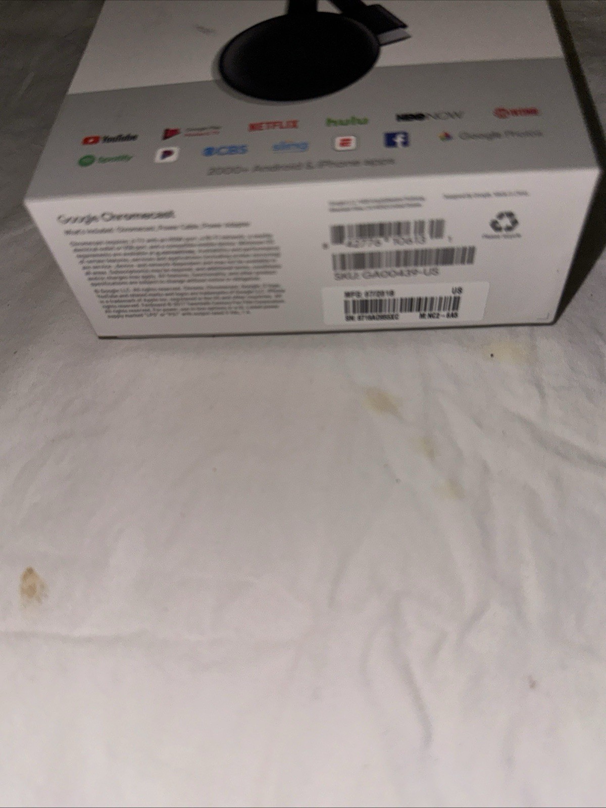 Google Chromecast 1080p Media Streaming Device NC2-6A5, HDMI, WiFi, Chrome